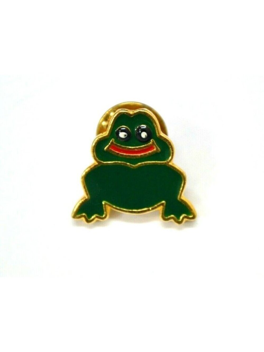 Happy Frog Pin Gold Tone Enamel Green Hat Lapel Bag Collectible